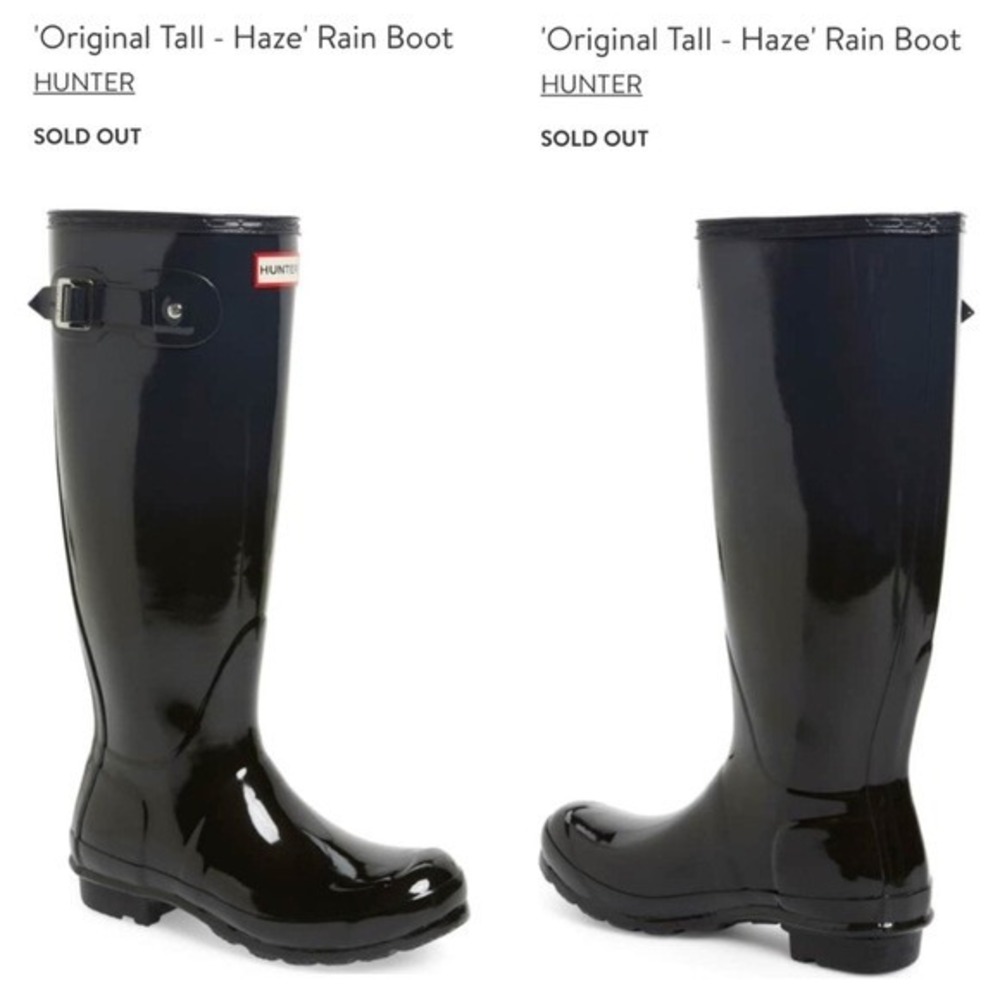 Hunter Original Tall Clear Haze Ombre Black Grey Rubber Rain Boots US 5 Wellies - Picture 6 of 16